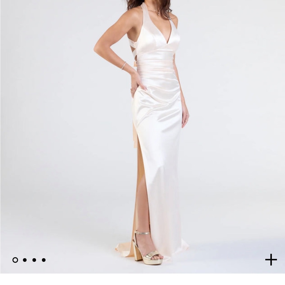 Elegant White Satin Evening Gown